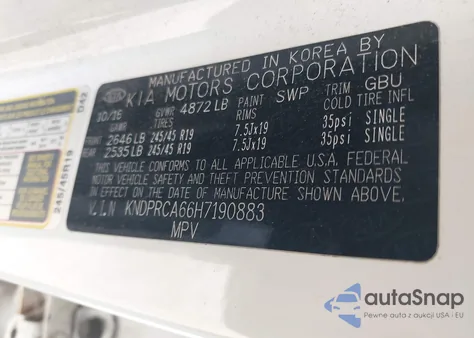 2017 Kia Sportage Sx Turbo из США, поврежденный, VIN KNDPRCA66H7190883